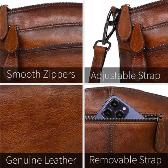 Crossbody Bags for Women Genuine Leather Purses with Multi-Pockets - Picture 6 of 16